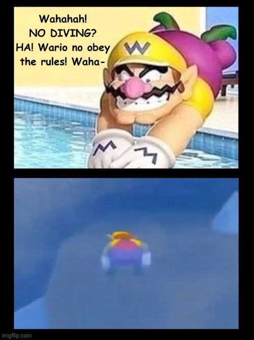 Wario dies from diving.mp3 | image tagged in wario dies,wario | made w/ Imgflip meme maker