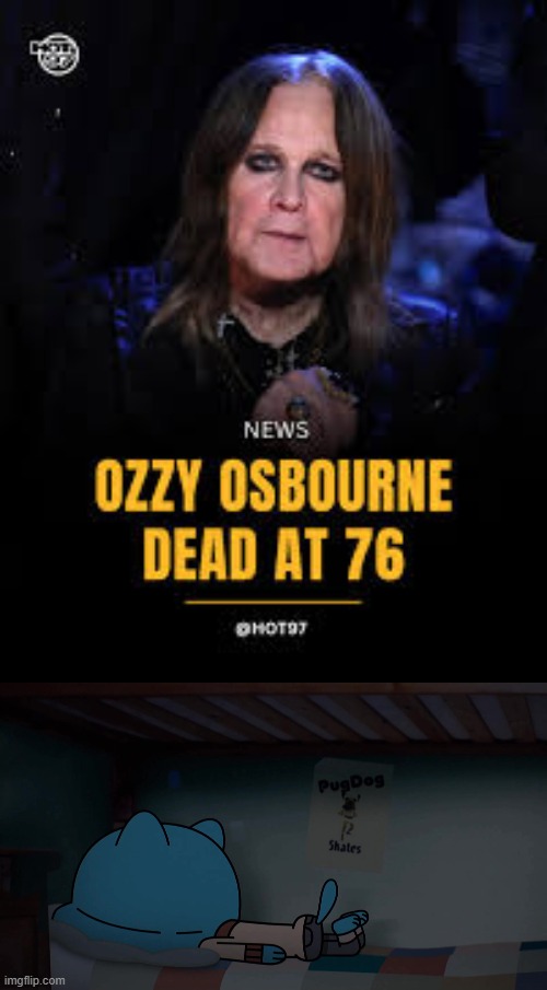 Gumball Watterson Finds Out Ozzy Osbourne Died | image tagged in amazing world of gumball,the amazing world of gumball,awog,tawog,gumball watterson,ozzy osbourne | made w/ Imgflip meme maker