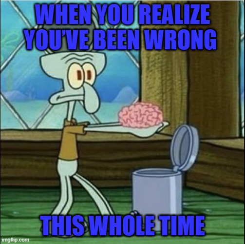 That feeling! | WHEN YOU REALIZE YOU’VE BEEN WRONG; THIS WHOLE TIME | image tagged in memes | made w/ Imgflip meme maker
