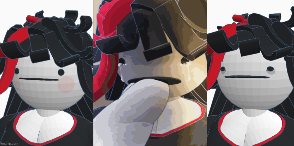 Default model expression before and after blowing up maeve | image tagged in claire | made w/ Imgflip meme maker