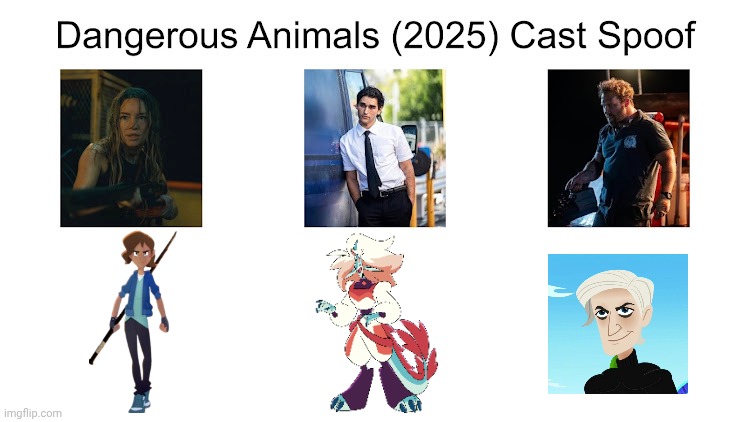 Credit to Waldness Topic International for this used | image tagged in meme,memes,spoof cast,dangerous animals,characters,roles | made w/ Imgflip meme maker