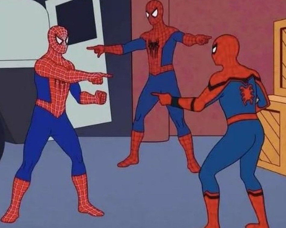 3 spidermen Blank Meme Template