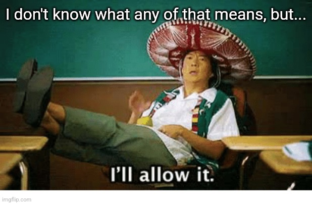 I’ll allow it | I don't know what any of that means, but... | image tagged in i ll allow it | made w/ Imgflip meme maker