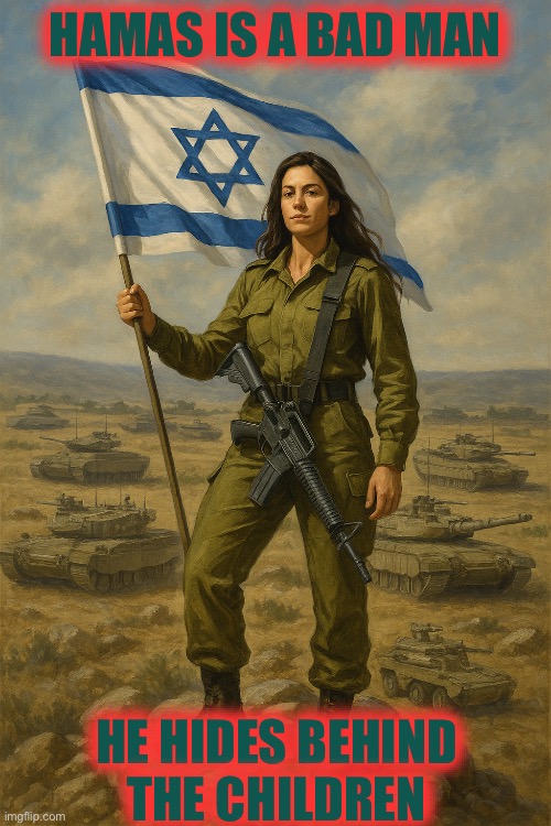 IDF On Top | HAMAS IS A BAD MAN HE HIDES BEHIND THE CHILDREN | image tagged in idf on top | made w/ Imgflip meme maker