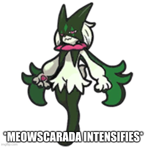 Meowscarada | *MEOWSCARADA INTENSIFIES* | image tagged in meowscarada | made w/ Imgflip meme maker