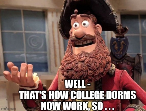 Well yes, but actually no | WELL -
THAT'S HOW COLLEGE DORMS NOW WORK, SO . . . | image tagged in well yes but actually no | made w/ Imgflip meme maker