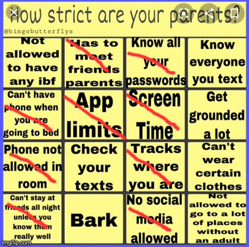 surprise I'm a homeschooled mf who watches chainsfr | image tagged in strict parent bingo | made w/ Imgflip meme maker