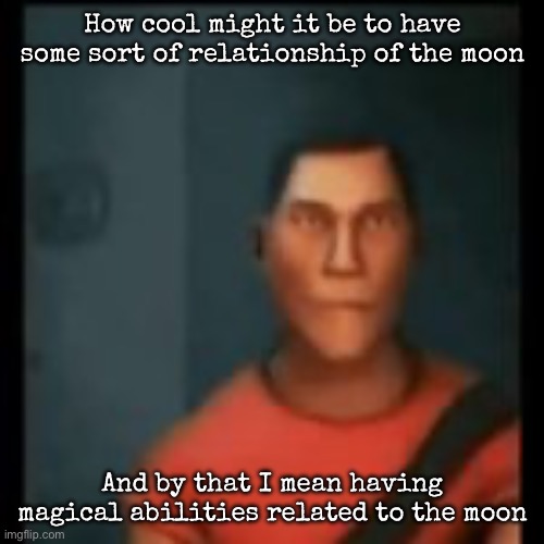 Disappointed Scout | How cool might it be to have some sort of relationship of the moon; And by that I mean having magical abilities related to the moon | image tagged in disappointed scout,msmg | made w/ Imgflip meme maker