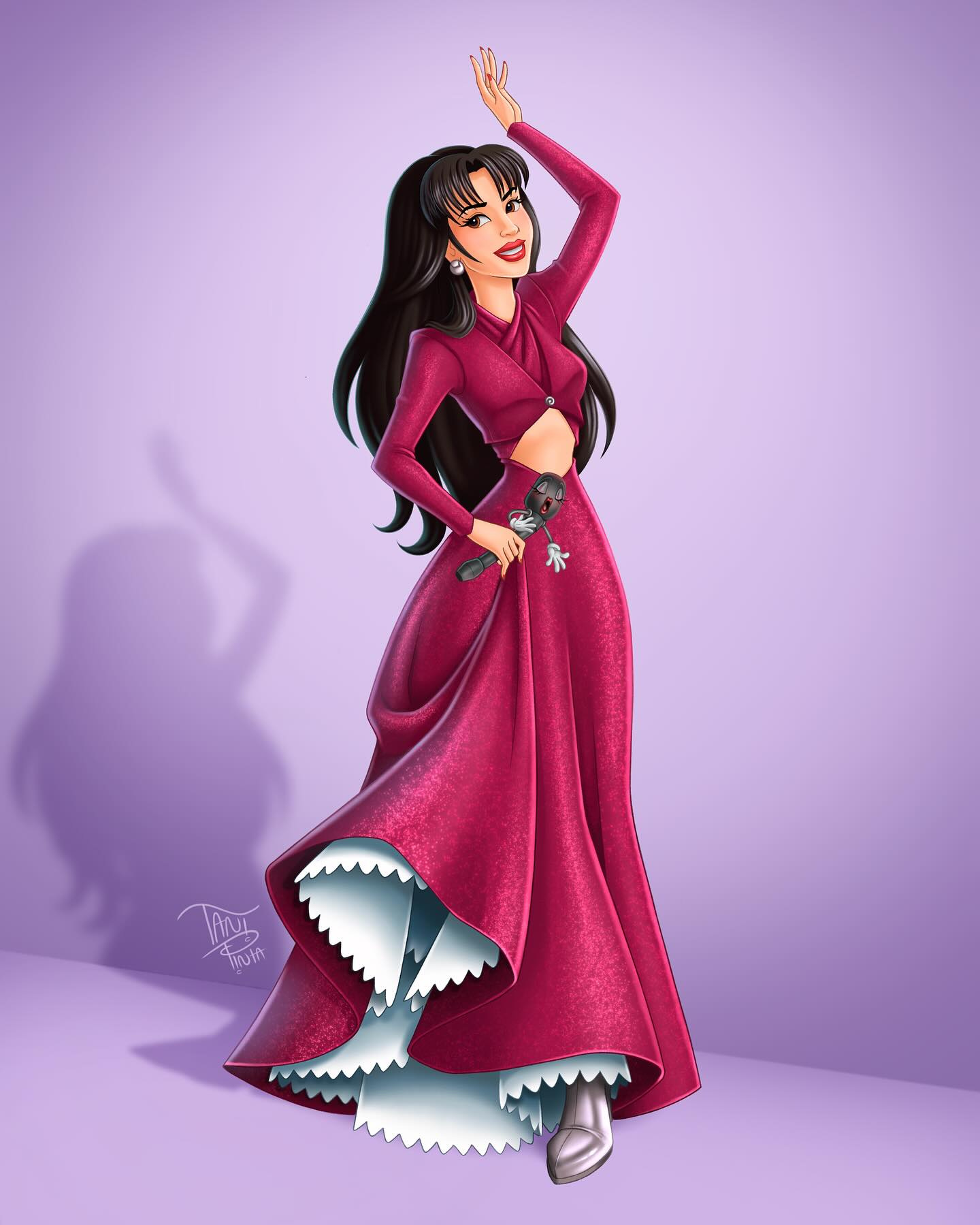 Selena Quintanilla Perez in Disney Princess Style Blank Meme Template