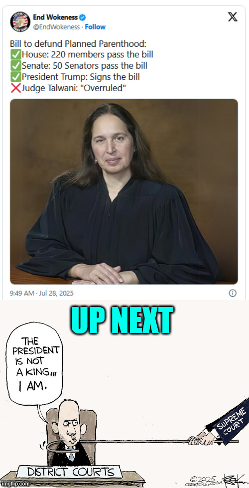 Up next...  SCOTUS rules district courts are not kings... again | UP NEXT | image tagged in up next,district courts think they are royal courts | made w/ Imgflip meme maker