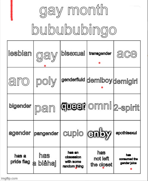 gay bingo | image tagged in gay bingo | made w/ Imgflip meme maker