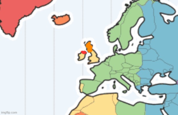 red dot is where i live, orange is where memeus lives. its 01 am. go to bed. | made w/ Imgflip meme maker