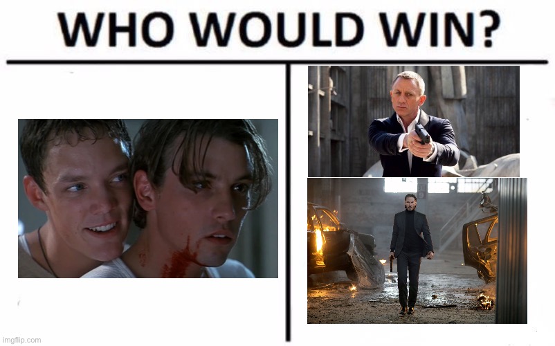 Billy and Stu vs James Bond and John Wick, who wins? | image tagged in memes,who would win,scream,john wick,james bond,showdown | made w/ Imgflip meme maker