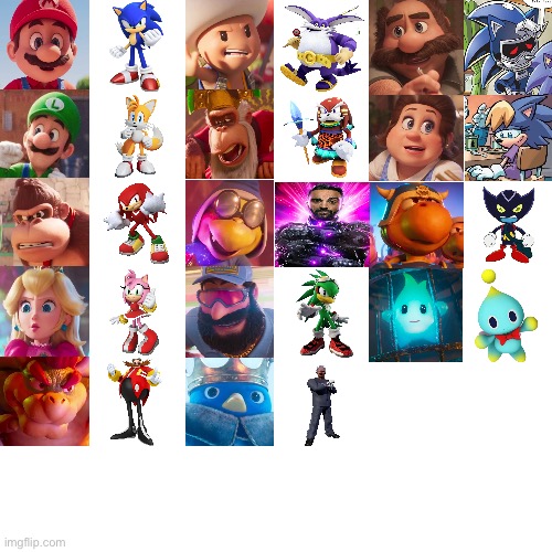 The Super Sonic Bros. Movie Recast | image tagged in sonic,the super mario bros movie,recast,sega,nintendo | made w/ Imgflip meme maker