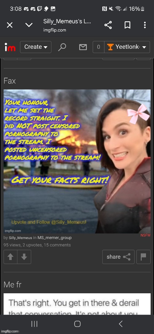 Posting proof of memeus having posted p0rn until Andrew bans her | made w/ Imgflip meme maker