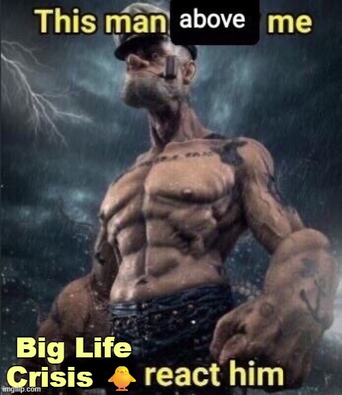 this man above me fish react him | Big Life Crisis 🐥 | image tagged in this man above me fish react him | made w/ Imgflip meme maker