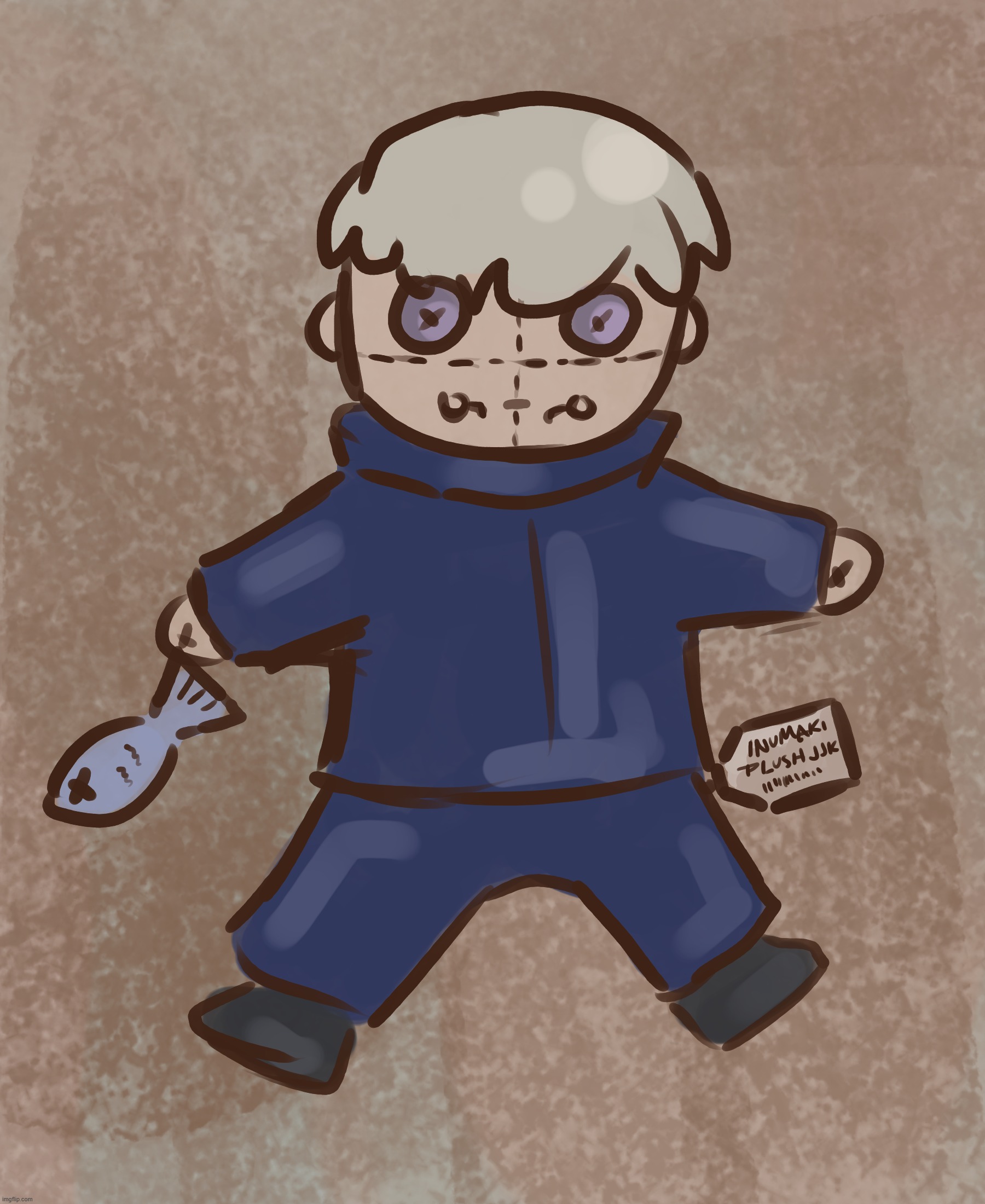 pissing on andrew blah blah blah drama but look at this inumaki plushie i drew | made w/ Imgflip meme maker