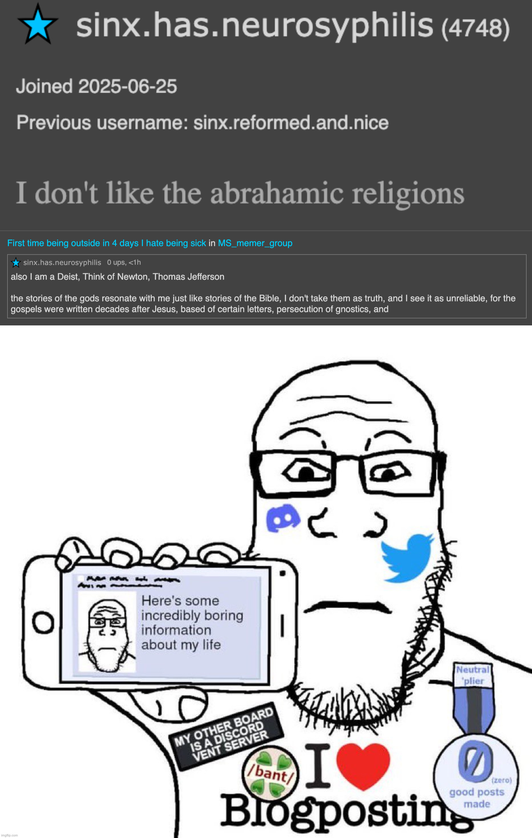image tagged in i love blogposting | made w/ Imgflip meme maker