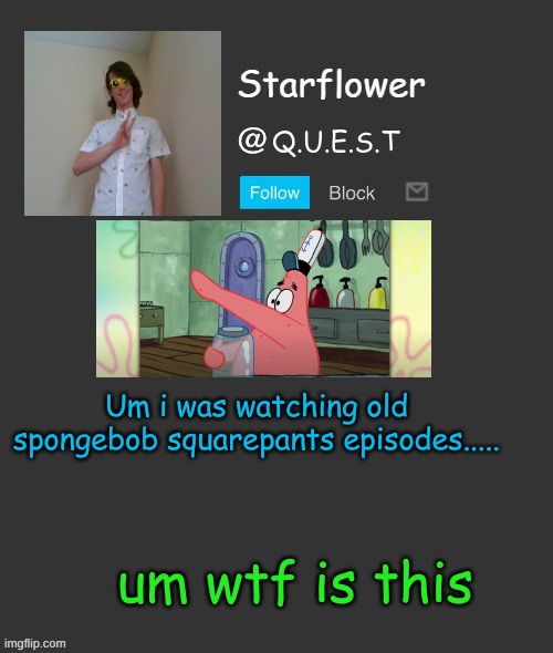 animators explain... | Um i was watching old spongebob squarepants episodes..... um wtf is this | image tagged in starflower quest template | made w/ Imgflip meme maker