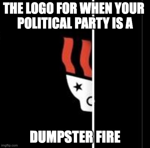 The logo for when your political party is a dumpster fire | THE LOGO FOR WHEN YOUR 
POLITICAL PARTY IS A; DUMPSTER FIRE | image tagged in logo,dumpster fire,georgia,mike collins,gop,maga | made w/ Imgflip meme maker