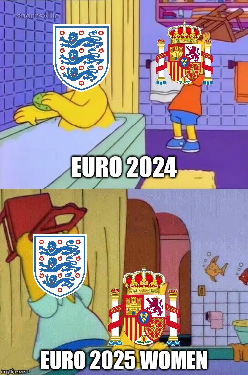 England are Euro Women Champions again | EURO 2024; EURO 2025 WOMEN | image tagged in homer revenge,england,spain,football,soccer,sports | made w/ Imgflip meme maker