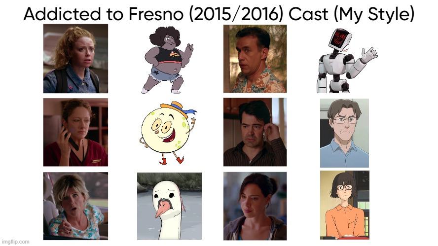 Addicted to Fresno (2015/2016) Cast (My Style) | image tagged in addicted to fresno 2015/2016 cast my style,meme,memes,spoof cast,addicted to fresno,characters | made w/ Imgflip meme maker