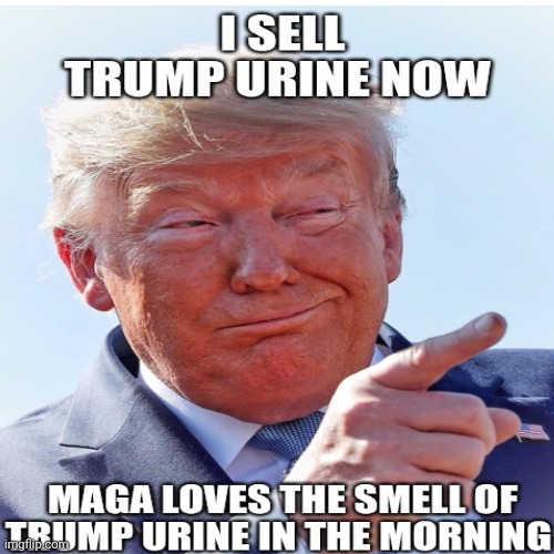 What else can Trump market to Maga? | image tagged in donald trump,urine,that's right,buy it maga,smell me every day,maga loves me more than their mom's | made w/ Imgflip meme maker