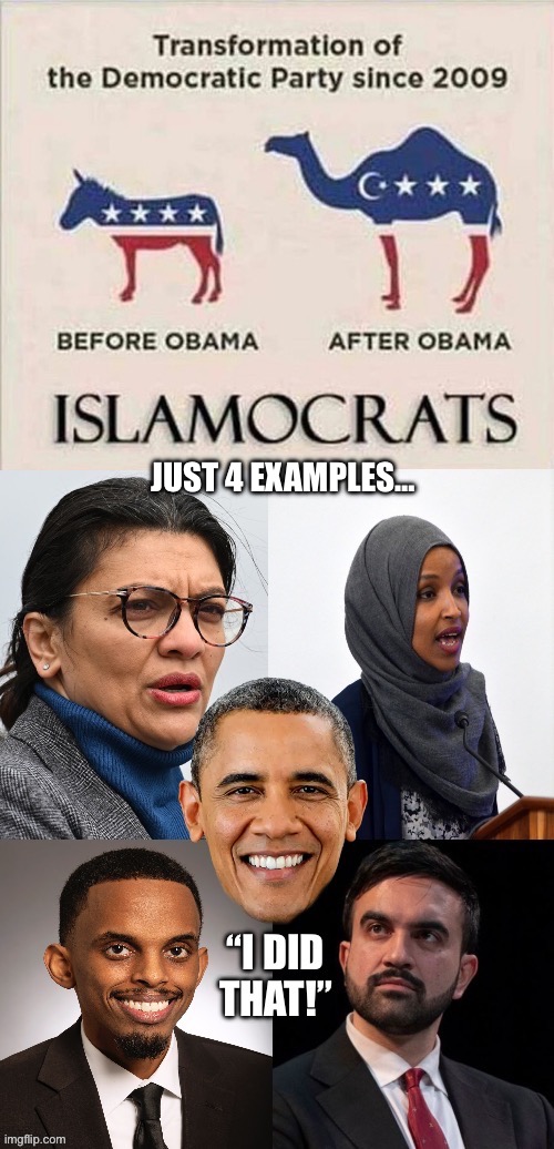 With more to come… | JUST 4 EXAMPLES… | image tagged in political meme,islamocrats,barack obama,democrats | made w/ Imgflip meme maker