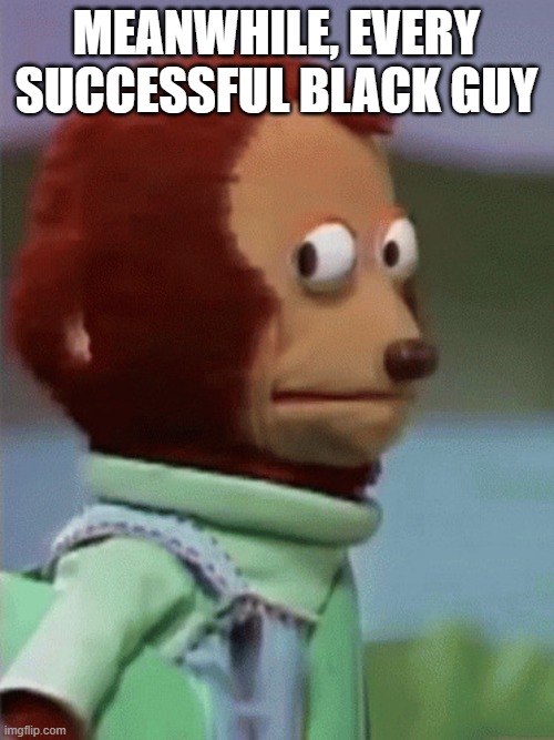 Monkey meme side eye | MEANWHILE, EVERY SUCCESSFUL BLACK GUY | image tagged in monkey meme side eye | made w/ Imgflip meme maker