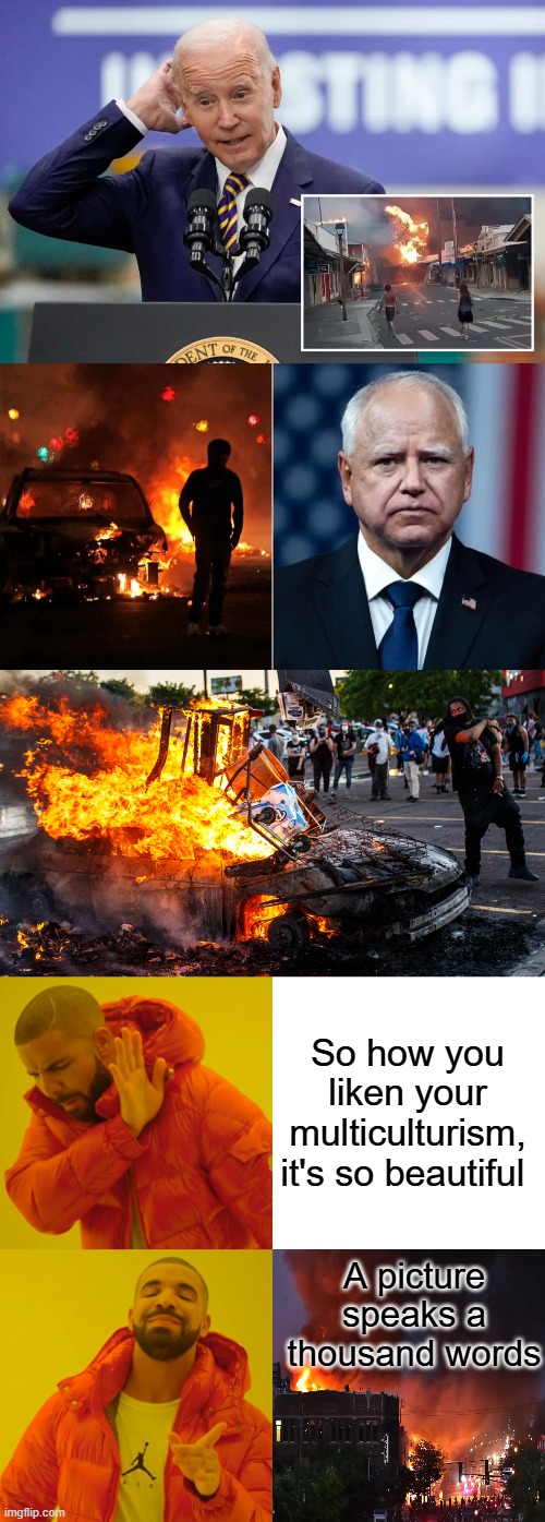So how you liken your multiculturism, it's so beautiful; A picture speaks a thousand words | image tagged in memes,drake hotline bling | made w/ Imgflip meme maker