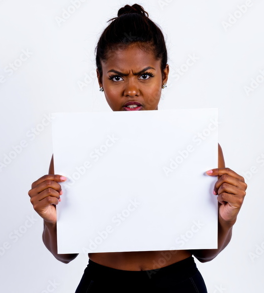 angry black woman holding sign Blank Meme Template