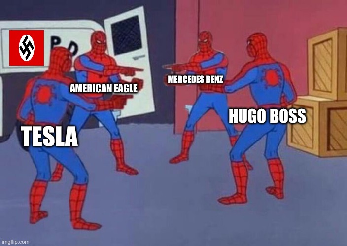 The Woke Gene | MERCEDES BENZ; AMERICAN EAGLE; HUGO BOSS; TESLA | image tagged in american eagle,tesla,hugo boss,mercedes benz,jeans,genes | made w/ Imgflip meme maker