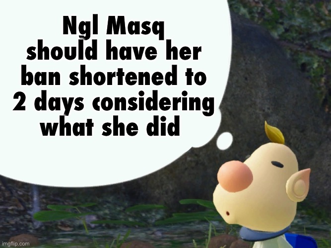 what she did wasn’t permaban worthy  at all. She should’ve been banned at least 2-3 days in my opinion | Ngl Masq should have her ban shortened to 2 days considering what she did | image tagged in louie | made w/ Imgflip meme maker