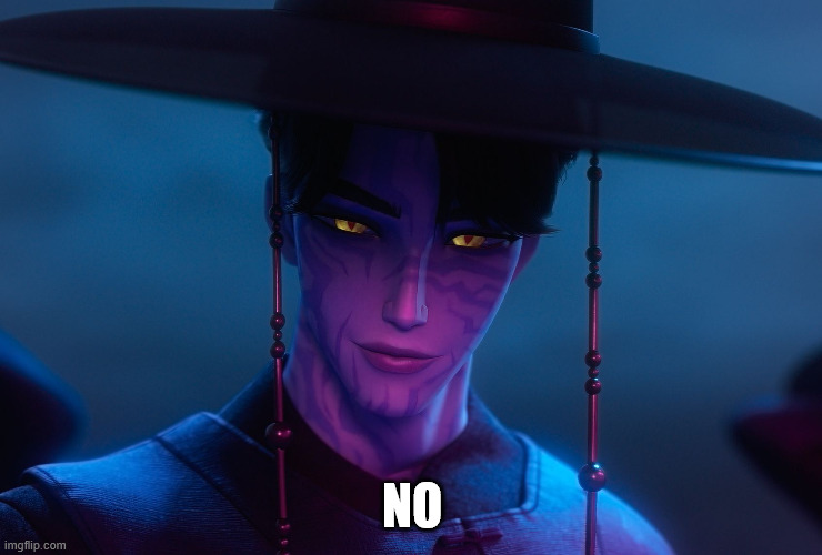kpop demon hunters 'no' | NO | image tagged in no | made w/ Imgflip meme maker