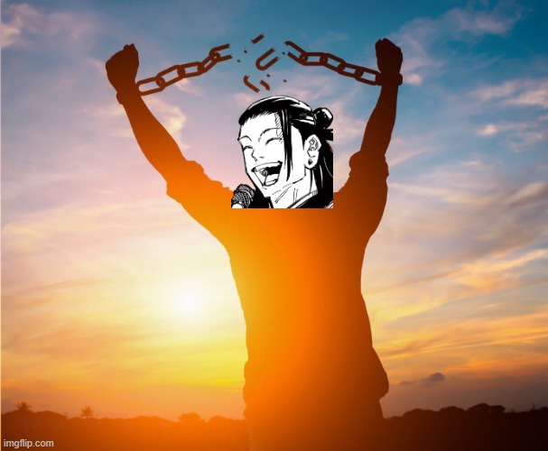 Man breaking free from chains over the sunset | image tagged in man breaking free from chains over the sunset | made w/ Imgflip meme maker