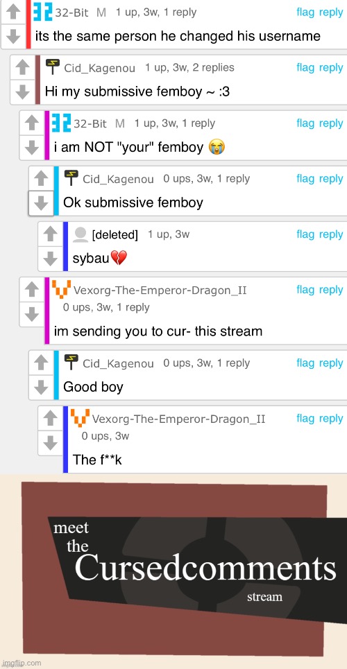 This dude has got to be on a watch list by now | image tagged in meet the cursed comments stream,hello,femboy,good boy | made w/ Imgflip meme maker