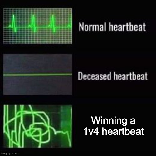 Any game really | Winning a 1v4 heartbeat | image tagged in heartbeat rate | made w/ Imgflip meme maker
