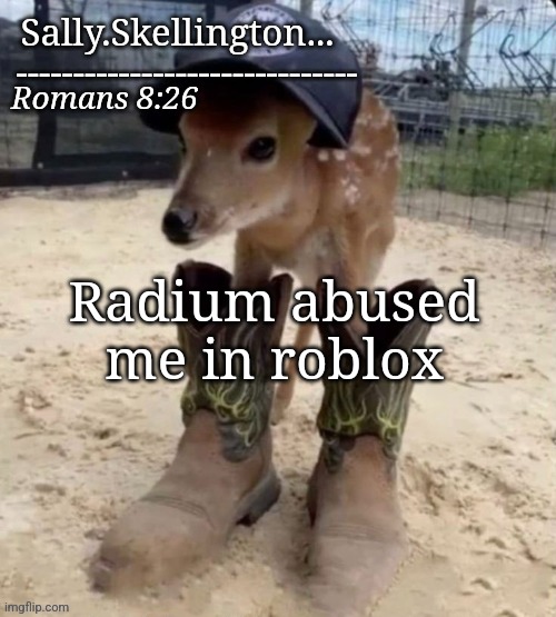 Sally's temp | Radium abused me in roblox | image tagged in sally's temp | made w/ Imgflip meme maker