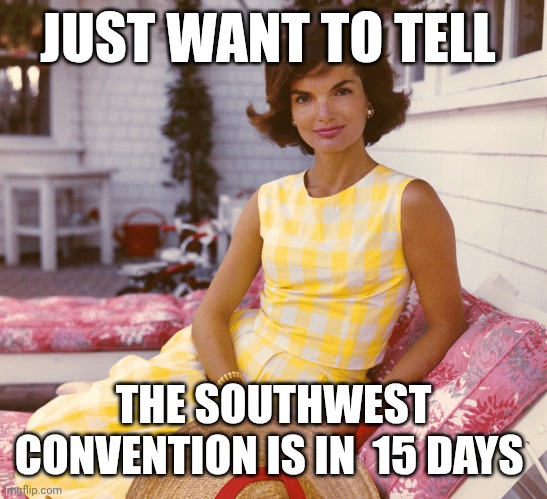 Announcement | JUST WANT TO TELL; THE SOUTHWEST CONVENTION IS IN  15 DAYS | image tagged in hillary clinton | made w/ Imgflip meme maker