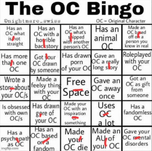 my poor oc babys | image tagged in the oc bingo | made w/ Imgflip meme maker