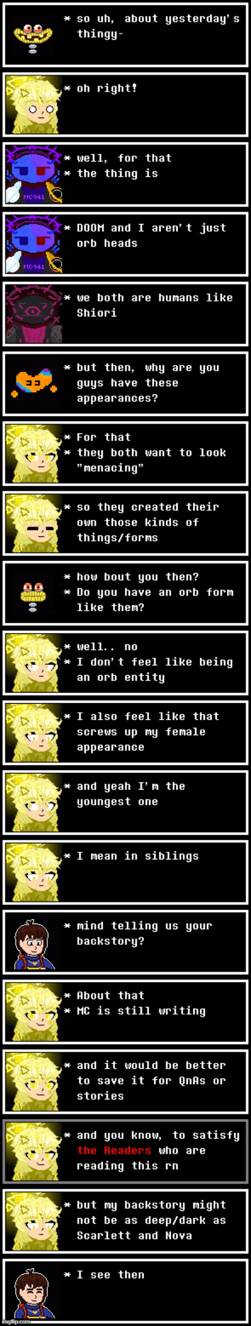 Yesterday's textbox answer bruhskis :] (Shiori's sprite Demi link in the comment) | image tagged in shiori e multiverse,shiori,doom,reality,ultimateverse,understream | made w/ Imgflip meme maker