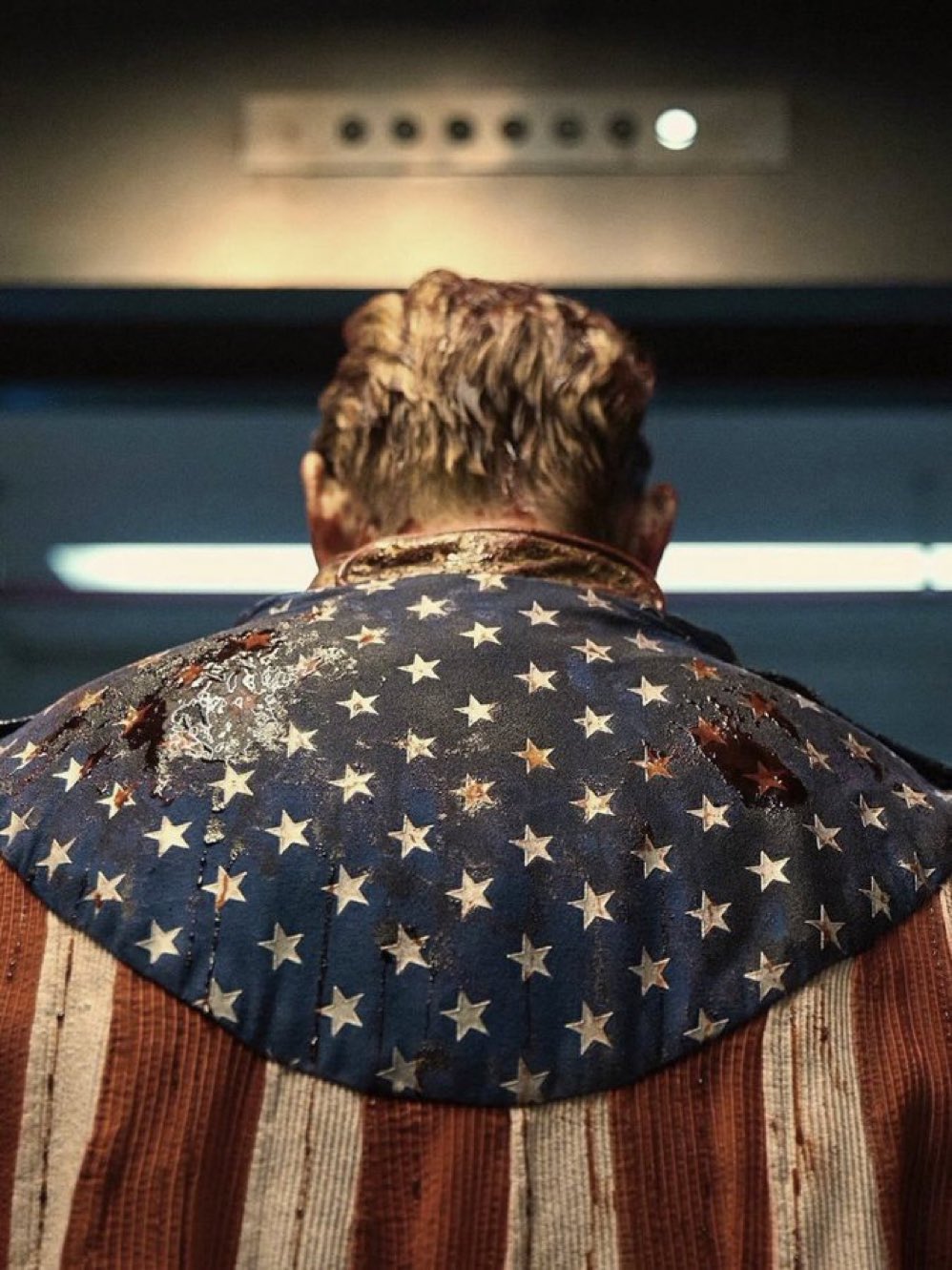 Homelander back looking down Blank Meme Template
