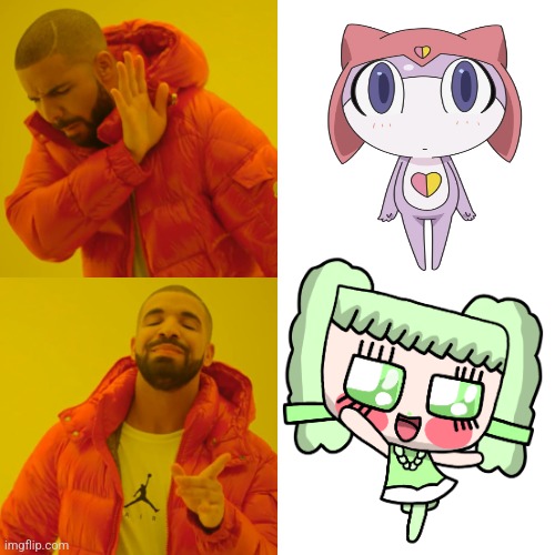Pururu Keroro Gunso Vs Pururutchi Tamagotchi! | image tagged in memes,drake hotline bling,anime | made w/ Imgflip meme maker