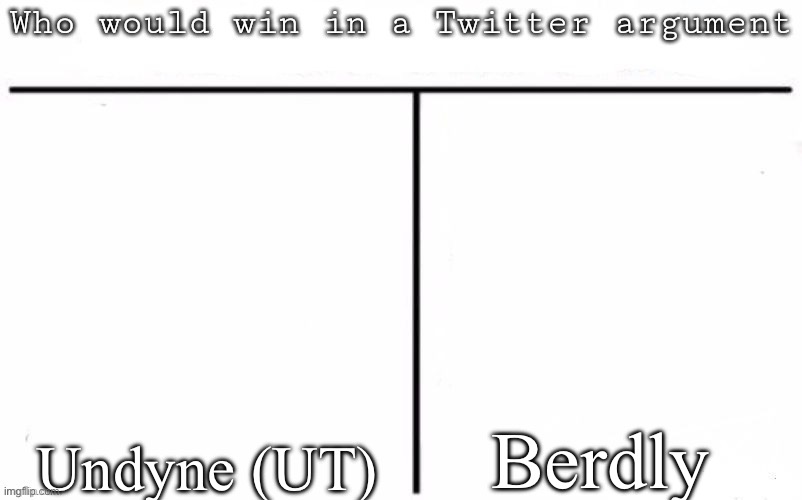 Hmmmmmm | Berdly; Undyne (UT) | image tagged in pitting random mfs against each other | made w/ Imgflip meme maker