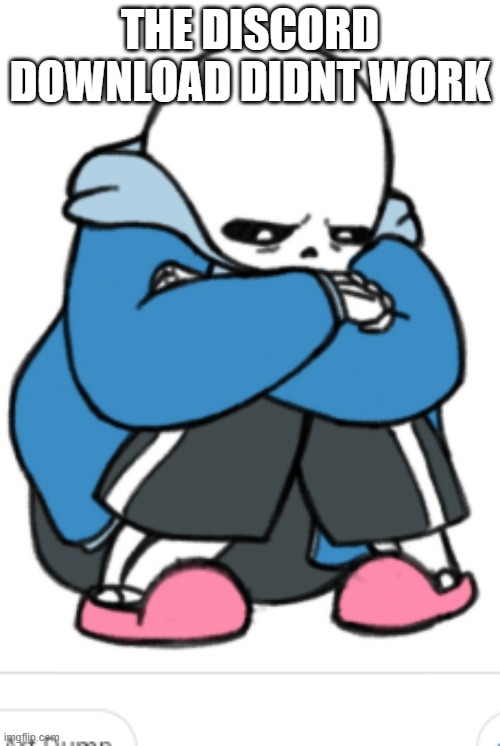 sad sans | THE DISCORD DOWNLOAD DIDNT WORK | image tagged in sad sans | made w/ Imgflip meme maker