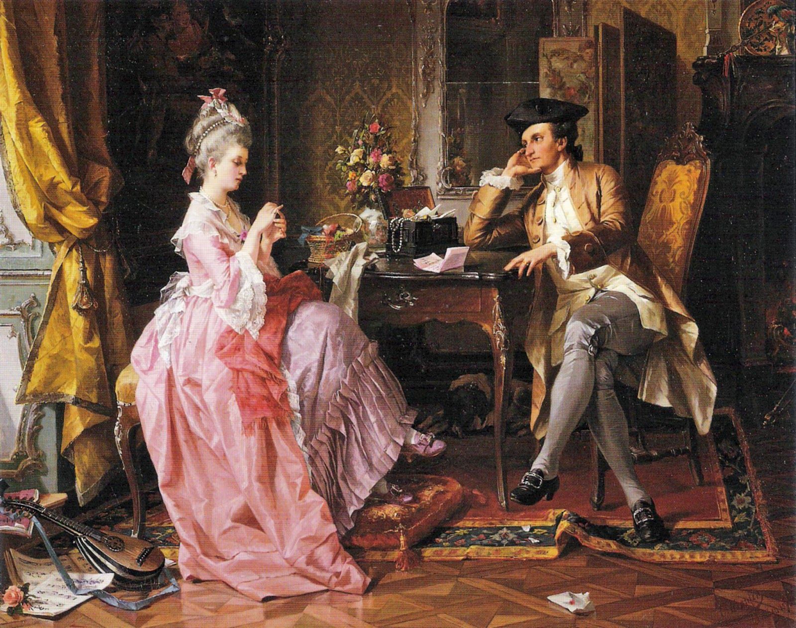 High Quality 17th or 18th century woman and man Blank Meme Template