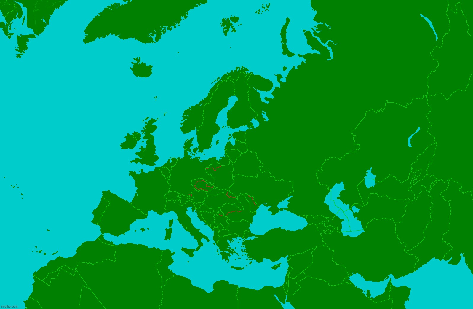 Europe but the borders follow history (Red borders = disputed borders) | made w/ Imgflip meme maker