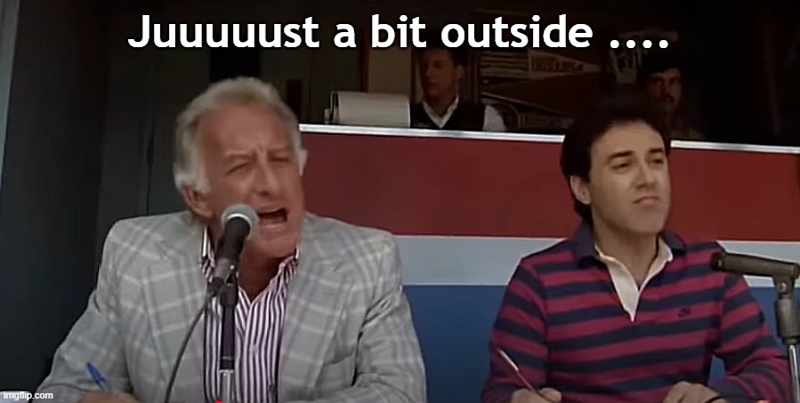 Juuuuust a bit outside .... | image tagged in baseball | made w/ Imgflip meme maker
