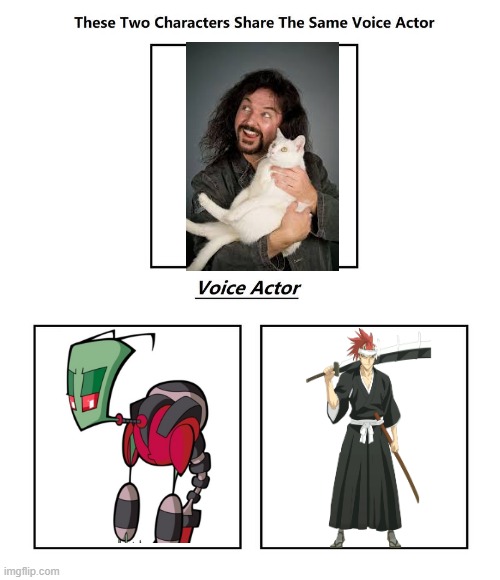 Wally Wingert | image tagged in same voice actor,wally wingert,invader zim,bleach,nickelodeon | made w/ Imgflip meme maker