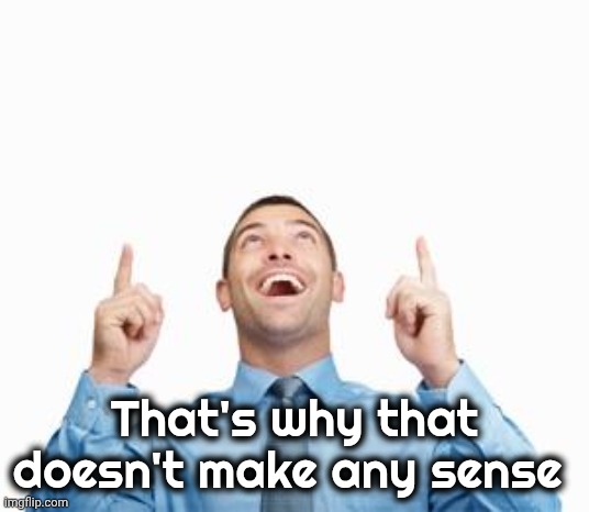 Man Pointing Up | That's why that doesn't make any sense | image tagged in man pointing up | made w/ Imgflip meme maker